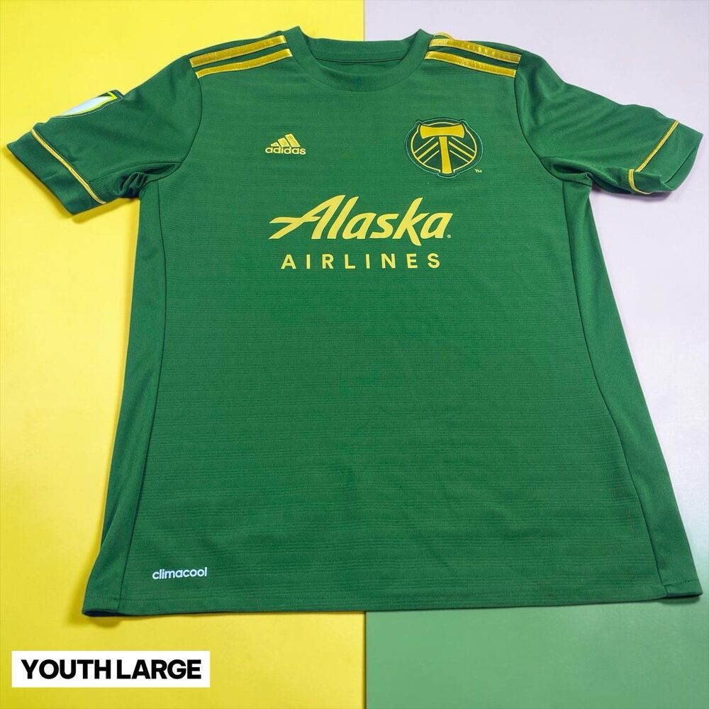 Adidas Portland Timbers Green Soccer Jersey MLS PDX Kit Home Away | Youth LARGE